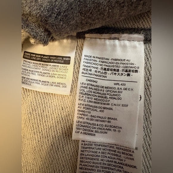 Levis Gray French Terry Trucker Jacket Button-Snap Up Stretch Mens Size Large - Picture 6 of 9